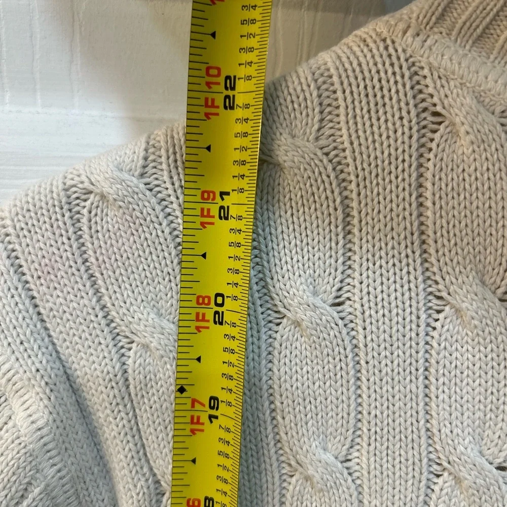 Vintage Polo Ralph Lauren Cream Cable Knit Turtleneck Sweater Women Sz XL Preppy